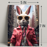 Stylish Rabbit In The City Poster