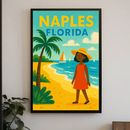 Naples Florida Beach Scene Poster Wall Art 18x24 Coastal