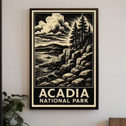 Acadia National Park Scenic Coastal Sunrise Maine Landscape Travel Inspiration Poster