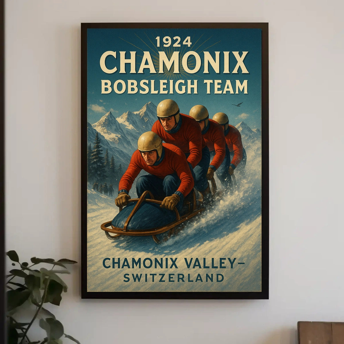 1924 Chamonix Bobsleigh Team Poster