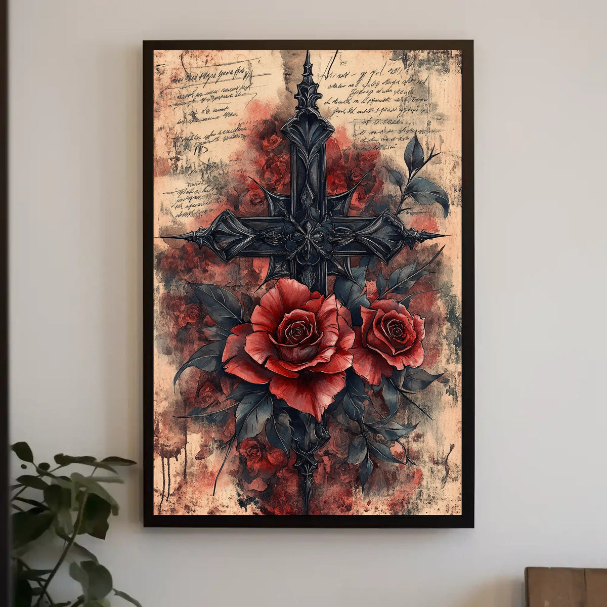 Gothic Roses and Cross Artistic Pop Culture Poster