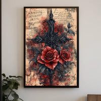Gothic Roses and Cross Artistic Pop Culture Poster