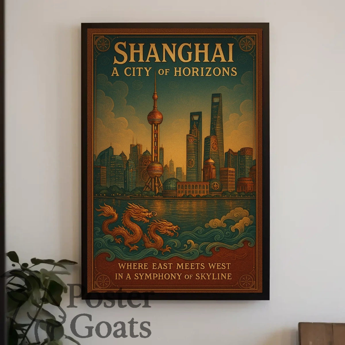 Shanghai Skyline Travel Poster