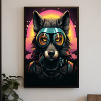 Futuristic Wolf Pilot Adventure Art Futuristic Sci-Fi Poster