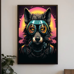 Futuristic Wolf Pilot Adventure Art Futuristic Sci-Fi Poster