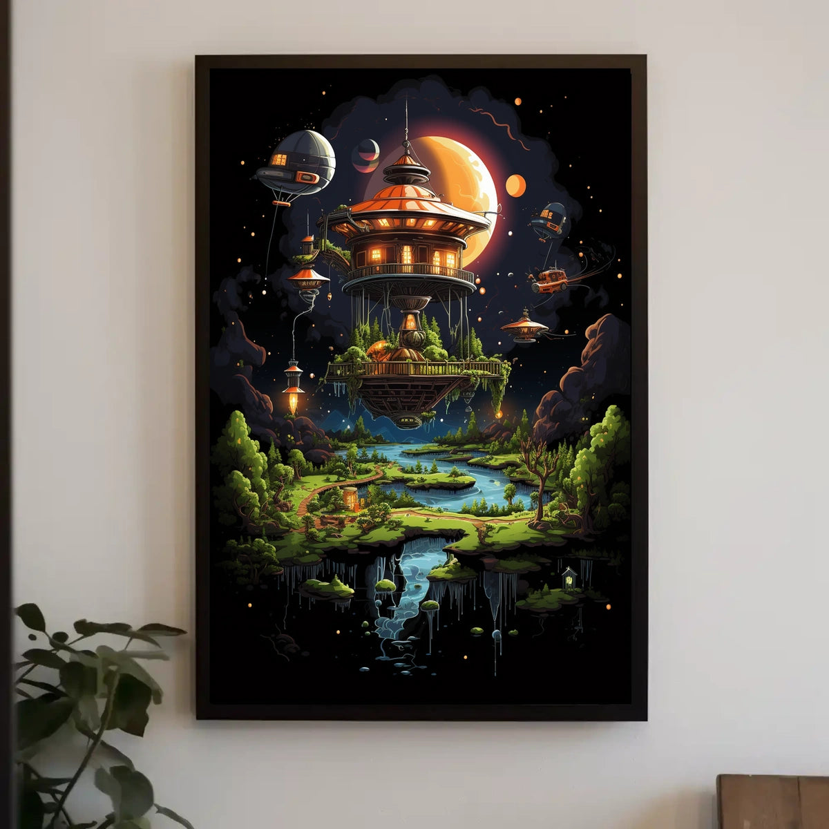 Futuristic Floating Oasis Poster