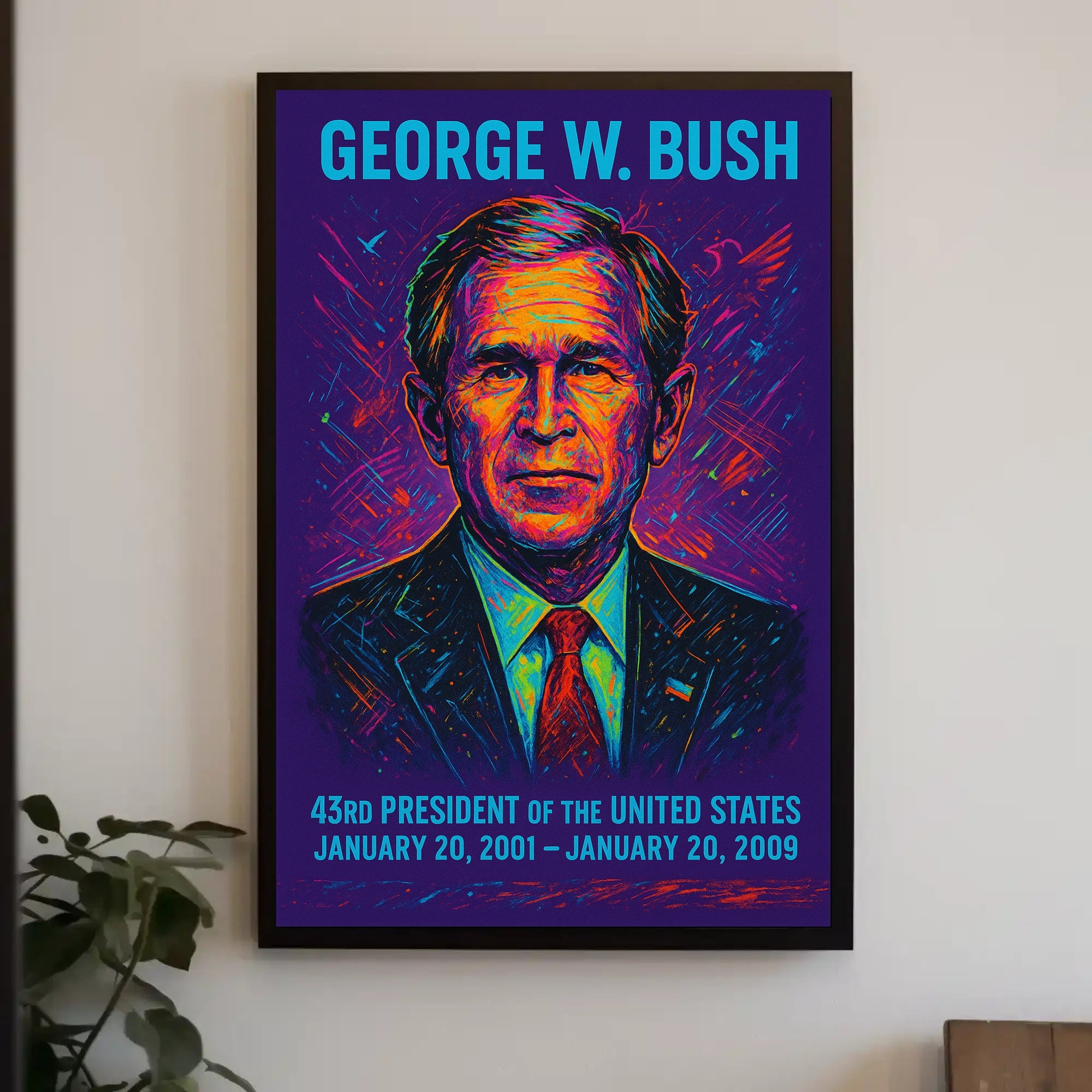 George W. Bush Neon Art Historical or Presidential Poster