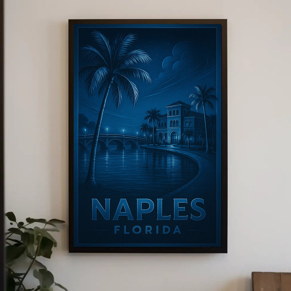Naples Florida Nighttime Oasis Poster Wall Art Decor