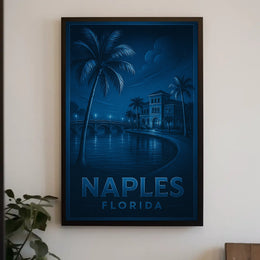Naples Florida Nighttime Oasis Poster Wall Art Decor