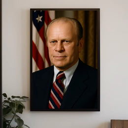 Presidential Portrait with American Flag Historical Poster