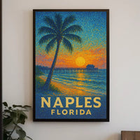 Naples Florida Sunset Poster Wall Art 18x24 Coastal Decor