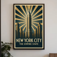 Empire State Building Poster Vintage Travel Wall Art