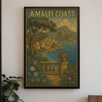 Amalfi Coast Poster Wall Art 18x24 Inches Ocean View