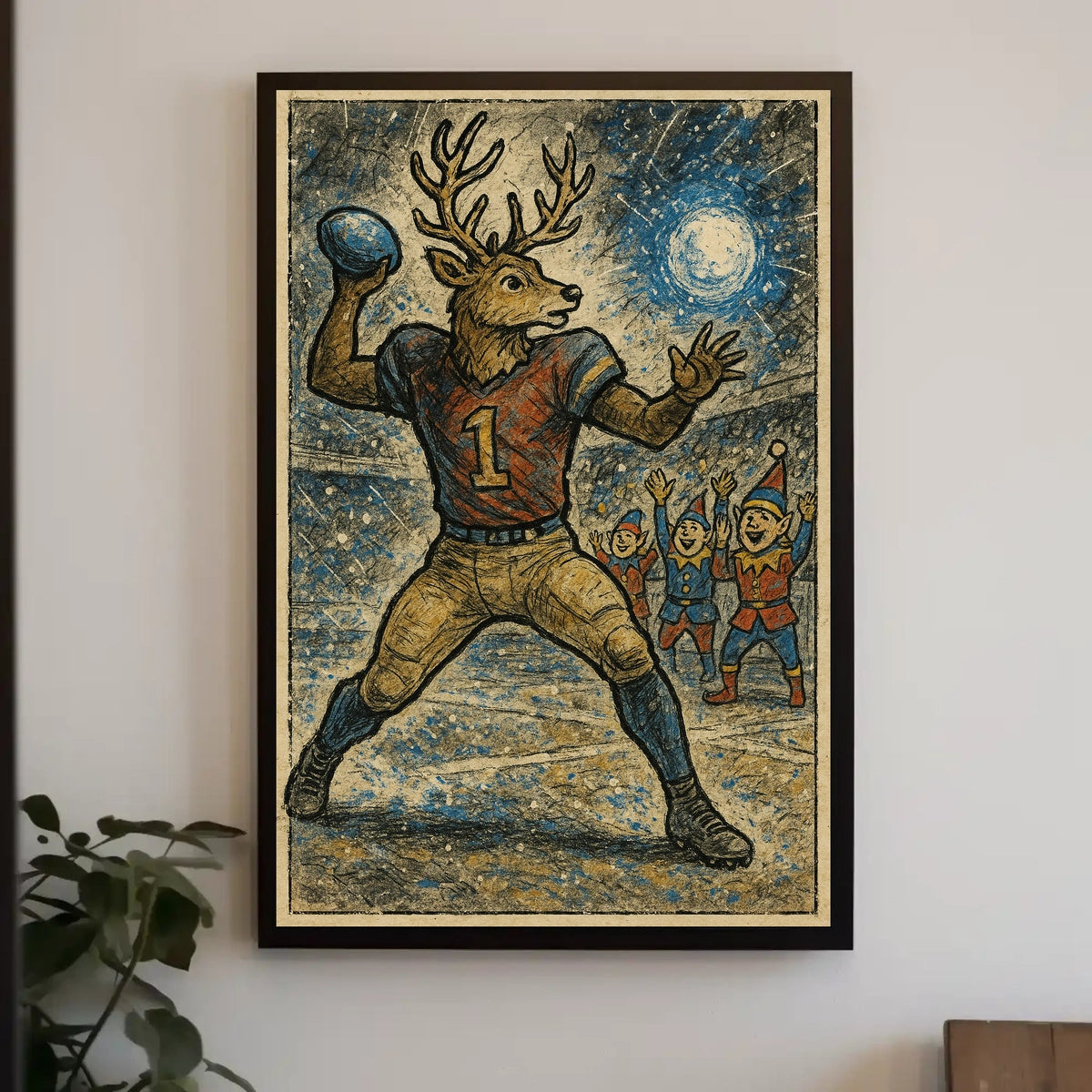 Reindeer Quarterback In A Winter Poster