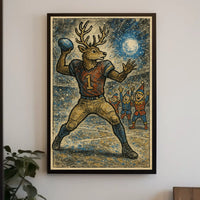 Reindeer Quarterback In A Winter Poster