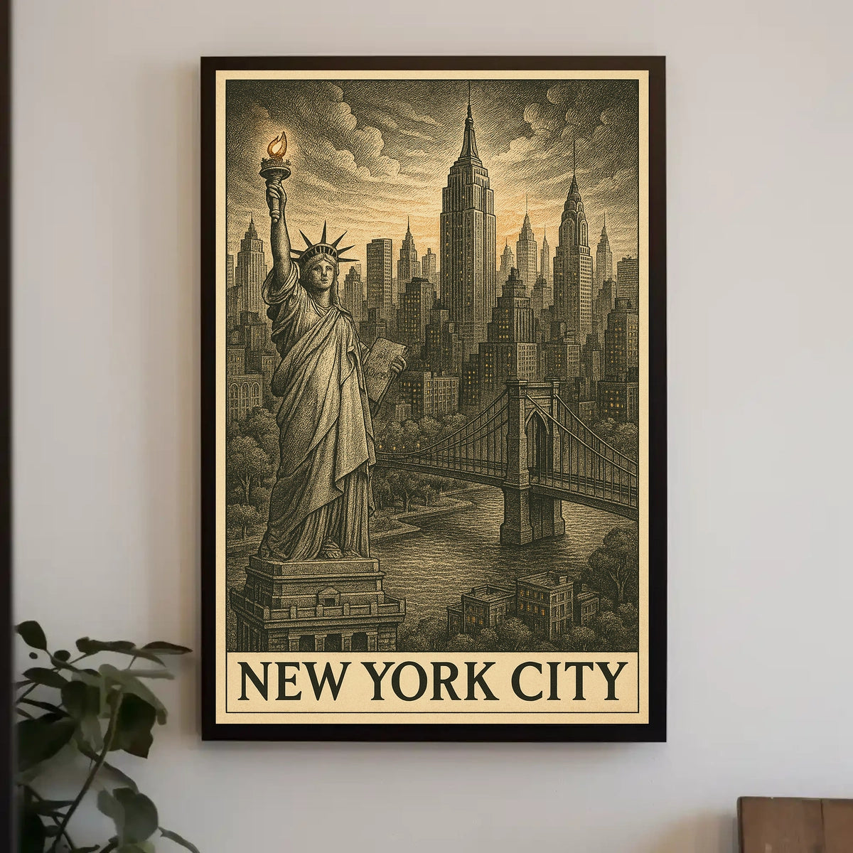 Iconic New York City Poster Vintage Skyline Art for Home