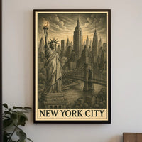 Iconic New York City Poster Vintage Skyline Art for Home