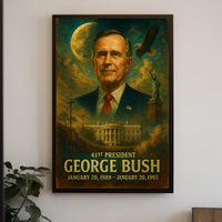 George HW Bush 41st Presidential Neoclassical Realism Portrait Patriotic Leadership Poster