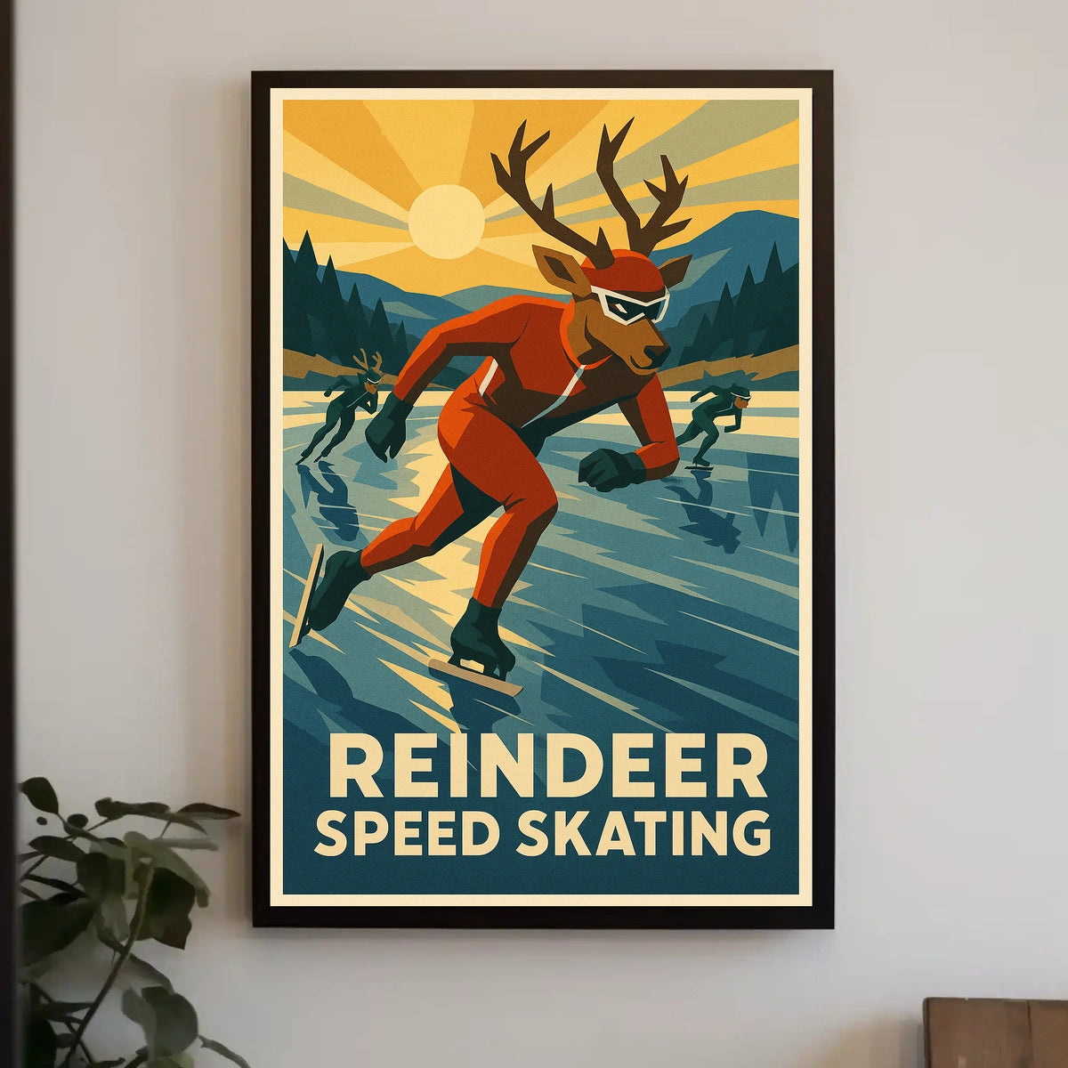 Reindeer Speed Skating Poster