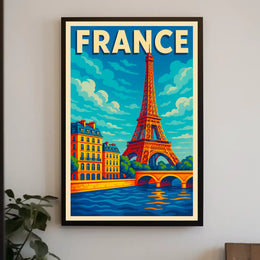 France Eiffel Tower Illustration Poster