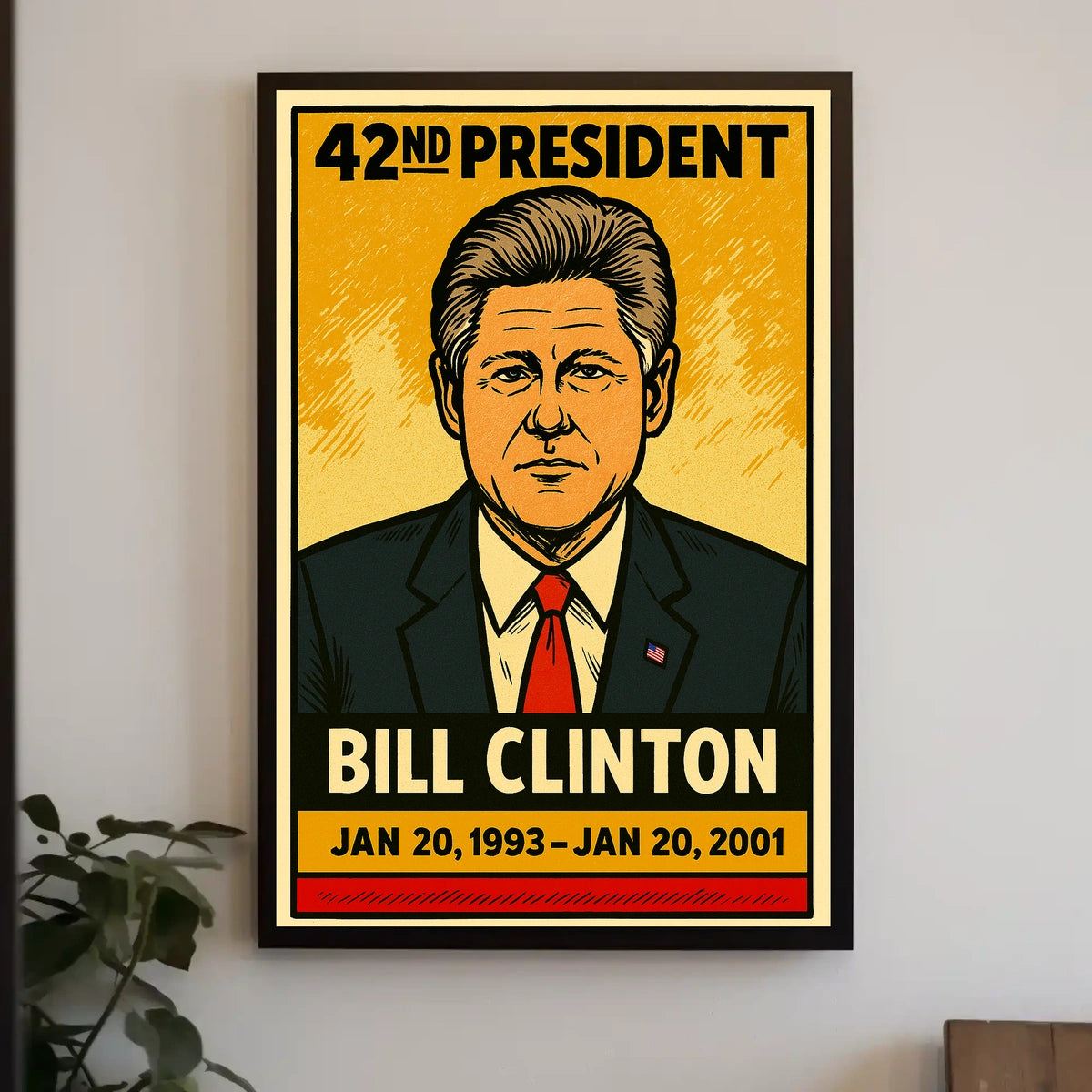 Bill Clinton 42nd President of the United States Inked Comic Style Poster