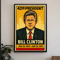 Bill Clinton 42nd President of the United States Inked Comic Style Poster
