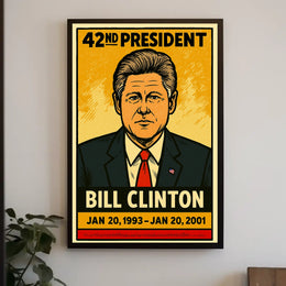 Bill Clinton 42nd President of the United States Inked Comic Style Poster