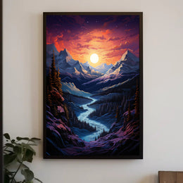 Majestic Mountain Sunset Poster