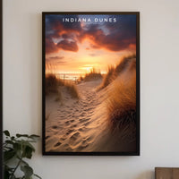 Indiana Dunes Sunset Poster Vintage Travel Wall Art