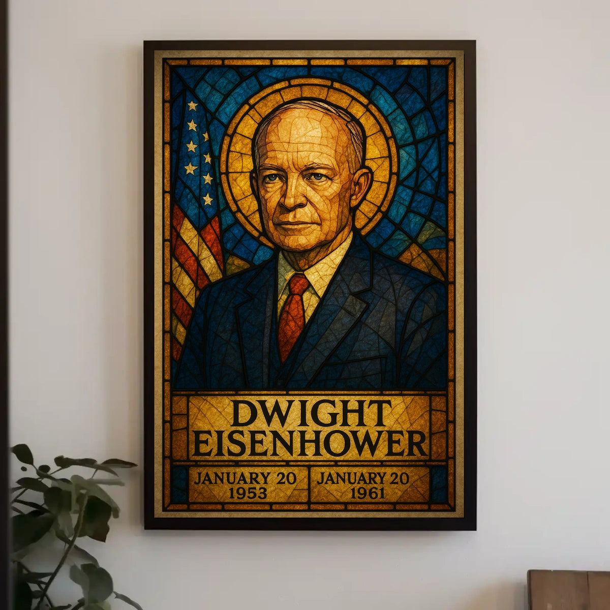 Stained Glass Presidential Portrait Patriotic Historical or Presidential Poster