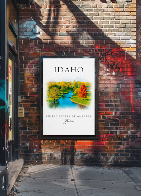 Idaho Boise River Fall Colors United States Travel Poster