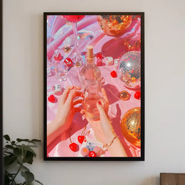 Vibrant Glamorous Nightlife Celebration Artistic Poster PosterGoat