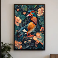 Vibrant Mandarin Duck William Morris Art Poster