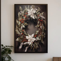 Festive Holiday Wreath Poster
