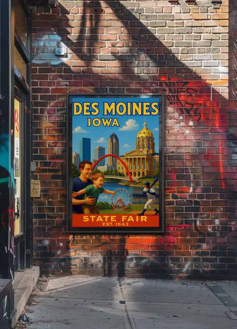 Des Moines Iowa State Fair Baseball Travel Poster