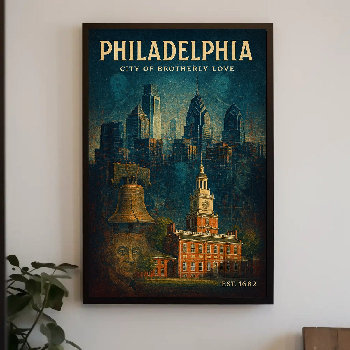 Philadelphia Vintage Poster: Liberty Bell & Independence Hall
