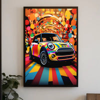 Vibrant Mini Cooper Pop Art for Artistic Poster Enthusiasts