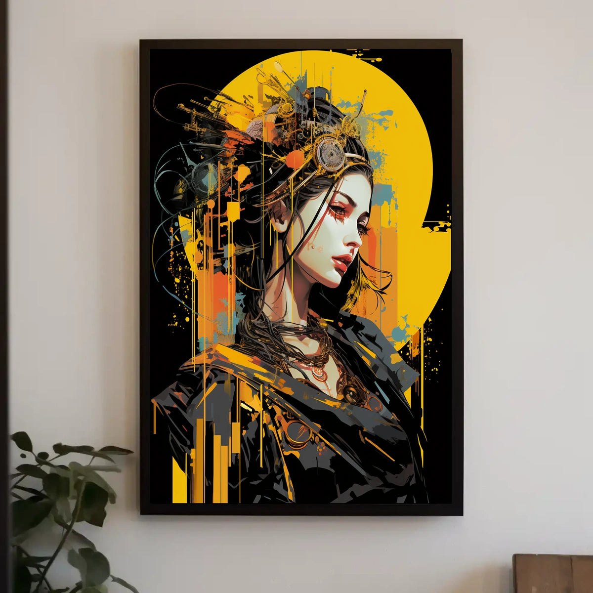 Futuristic Cyberpunk Woman Portrait Art Poster