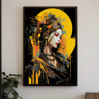 Futuristic Cyberpunk Woman Portrait Art Poster