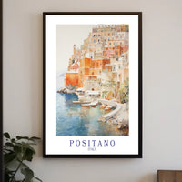 Positano Dreamscape: Serene Watercolor Travel Poster PosterGoat