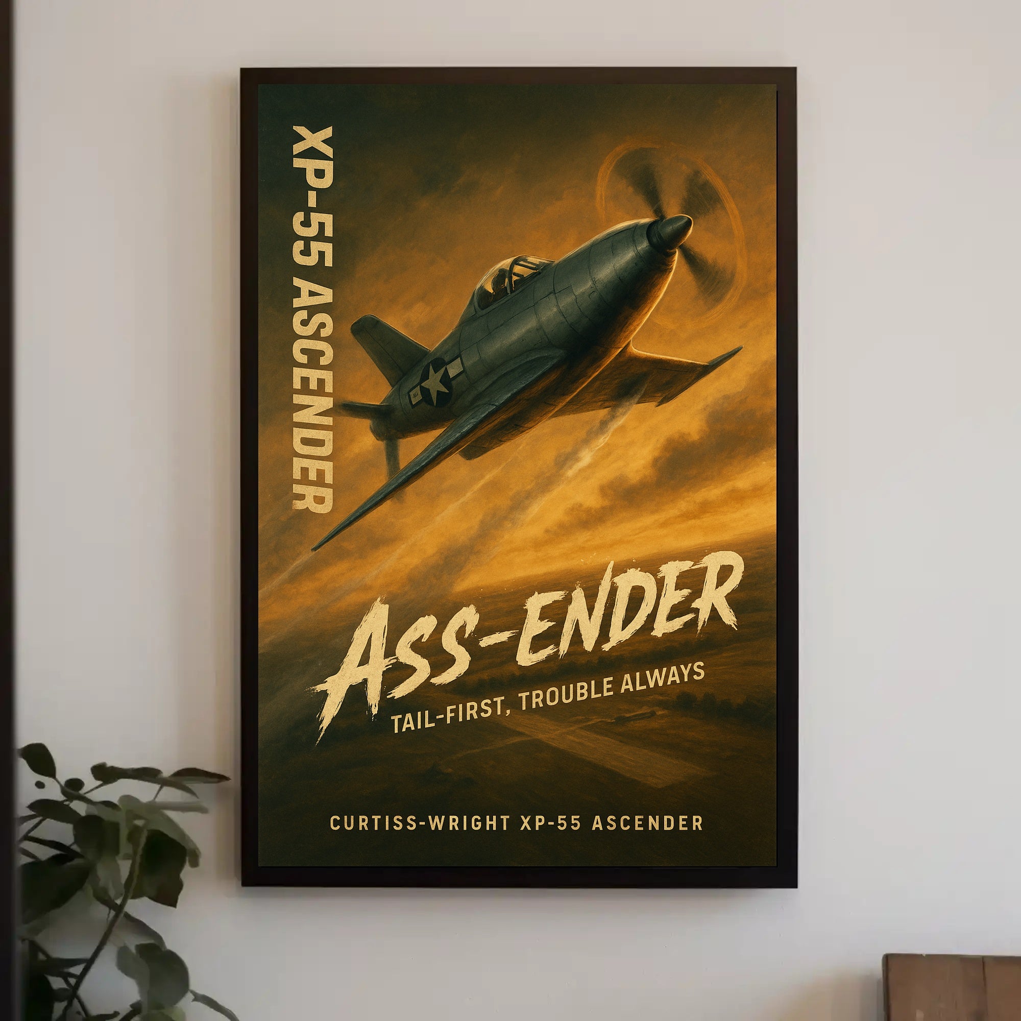 Curtiss-Wright XP-55 Ascender Iconic WWII Era Poster