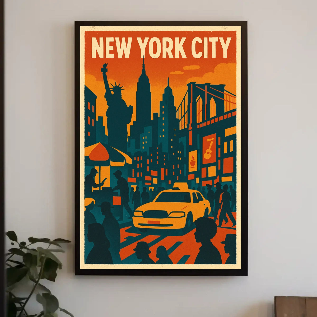 Vibrant New York City Poster for Urban Home Decor Art