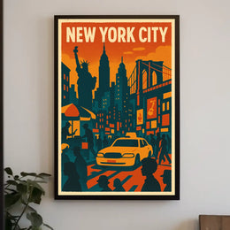 Vibrant New York City Poster for Urban Home Decor Art