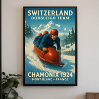 Switzerland Bobsleigh Team Chamonix 1924 Poster