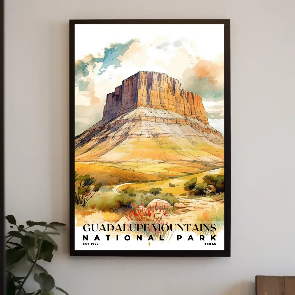 Guadalupe Mountains Watercolor Wall Art Poster