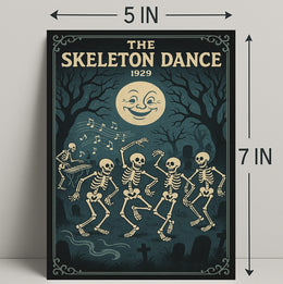 Dancing Skeletons Vintage Halloween Pop Culture Poster
