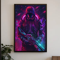 Neon Cyber Warrior Poster