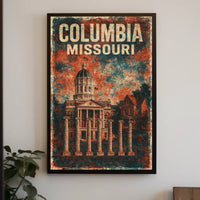 Columbia Missouri Cityscape Vintage Wanderlust Poster
