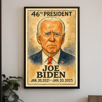 Joe Biden 46th President of the United States Exaggerated Cartoon Sketch Poster