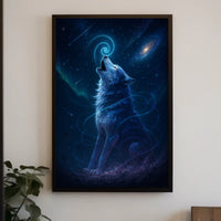 Majestic Cosmic Wolf Howling Space or Astronomy Poster